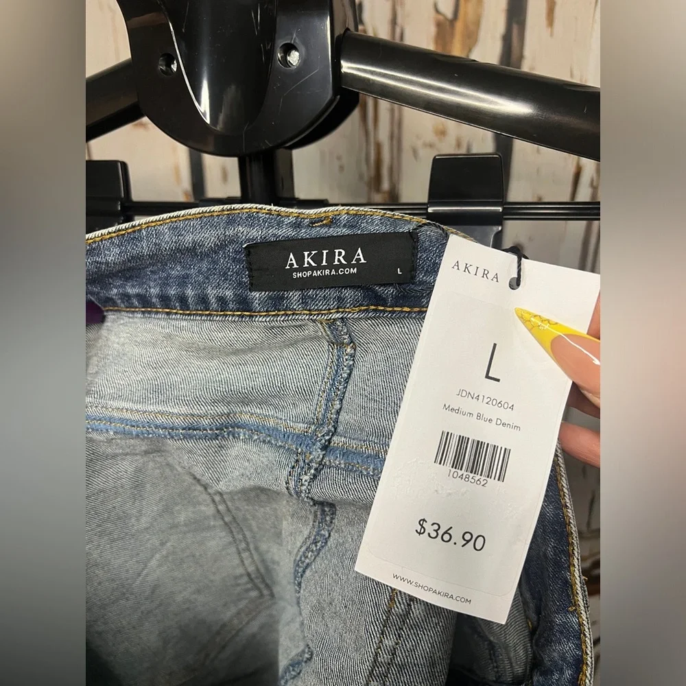 AKIRA Blue Denim Mini Skirt with Frayed Hem - Picture 8 of 8